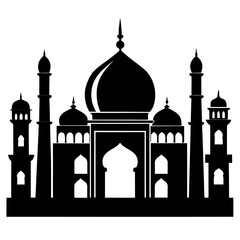 Taj Mahal a simple vector clean black silhouette design white background