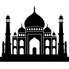 Taj Mahal a simple vector clean black silhouette design white background
