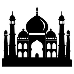 Taj Mahal a simple vector clean black silhouette design white background