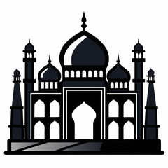Taj Mahal a simple vector clean black silhouette design white background
