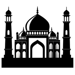 Taj Mahal a simple vector clean black silhouette design white background