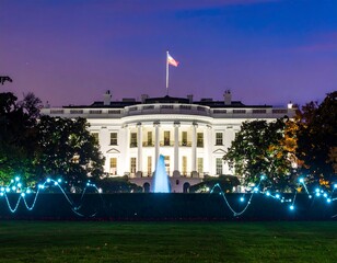 Naklejka premium White House at twilight, illuminated