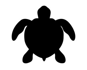 Obraz premium Sea Turtle Silhouette Against White Background, Underwater Animal with Flippers