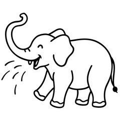 An elephant spraying water in a river with a playful trunk