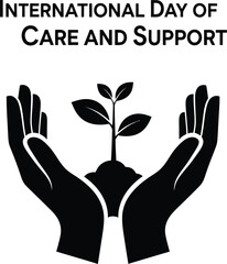 Obraz premium International day of care and support illustration hands holding a plant, symbol of care