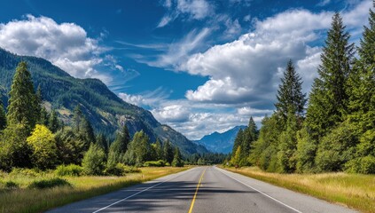Naklejka premium Scenic mountain road under a bright sky