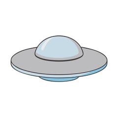 Classic Cartoon Flying Saucer Icon: UFO Spaceship for Sci-Fi and Alien Stories