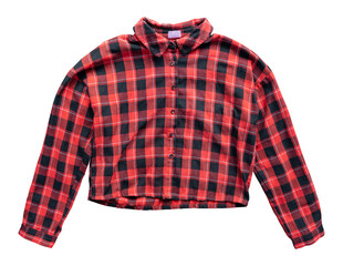 Red checkered shirt isolated on transparent background, PNG File