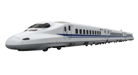 High-speed Shinkansen bullet train isolated PNG with Transparent Background