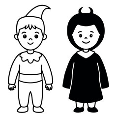 Diverse children in creative halloween costumes celebrating