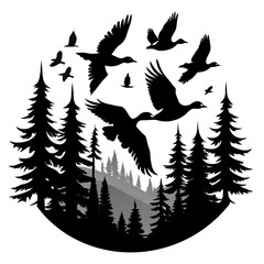 Goose Migration Silhouette Vector