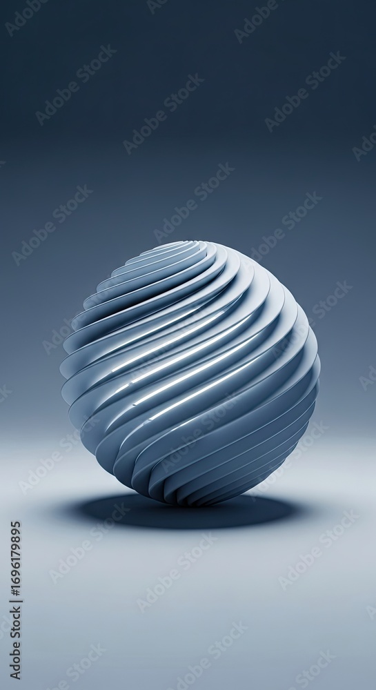 Poster abstract swirl sphere 3d render with intricate layered design on solid background