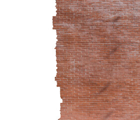 Textured cracked brick wall background isolated on transparent background