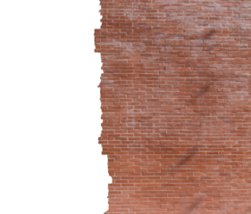 Textured cracked brick wall background isolated on transparent background