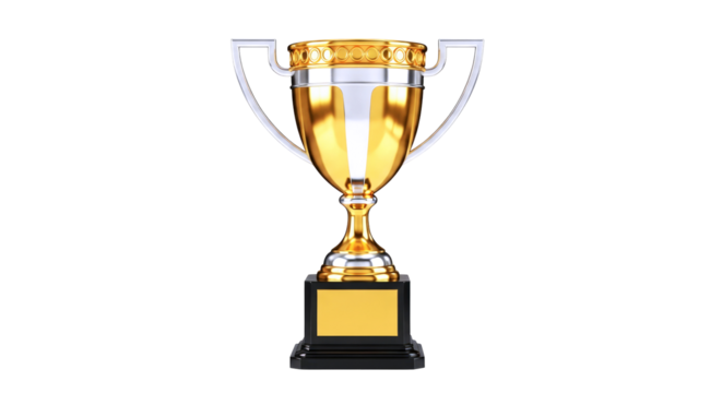 premium 3d gold trophy model celebrate victory with this realistic award animation asset, isolated on transparent background