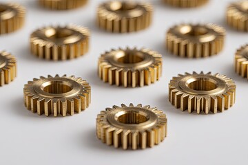 Golden gears on white background