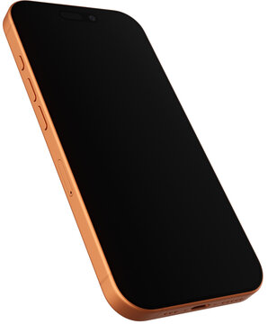 Apple iPhone 17 Pro smartphone in the newly released Cosmic Orange color, isolated on transparent background