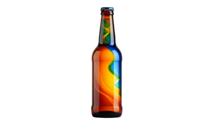  Angled Beer Bottle with Decorative Label  PNG