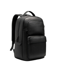 Sleek black leather backpack