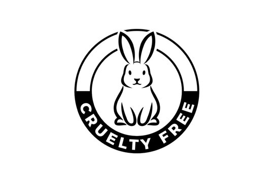 Cruelty free icon of bunny rabbit for not tested on animals badge. Cruelty-free logo label with bunny rabbit for vegan friendly product label