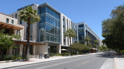 Obraz premium explore modern architectural facades characterized by sleek glass and metal designs