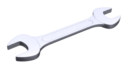 highresolution 3d model chrome wrench, precisely detailed for engineering projects, isolated on transparent background