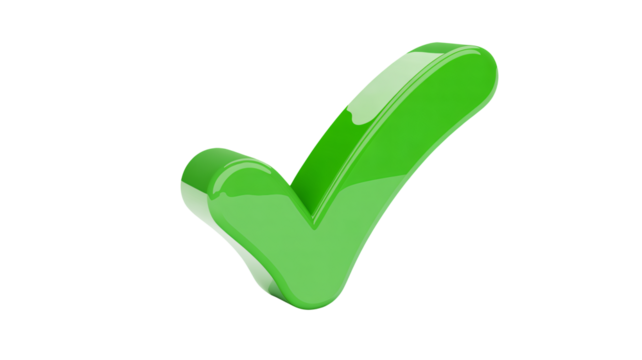 Bright green checkmark symbol signifies approval and success