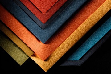 Layered colored paper sheets in a geometric pattern