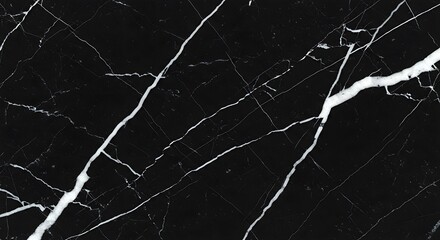 Black marble texture displays striking white veins across the surface, creating a luxurious and sophisticated look for interior design projects.