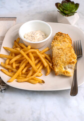 baked haddock  with fries