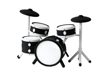 Black and White Drum Kit: Music Instrument on white background