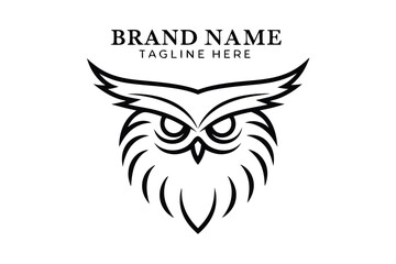 Elegant Owl Logo Design, Detailed on White Background