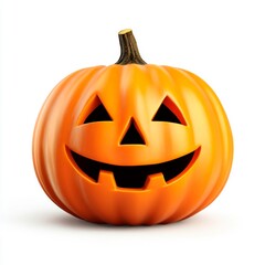 Fototapeta premium Smiling carved pumpkin with triangle eyes isolated on white background