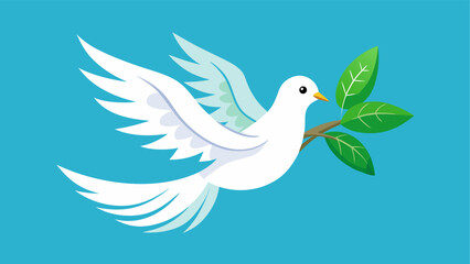 Fototapeta premium white dove with green leaves.