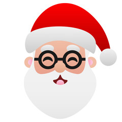 Cute Santa Claus face in hat. Vector illustration