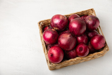 Shallot onion on the kitchen table. onion slice. onion rings. Fresh red Onion. Natural, fresh,...