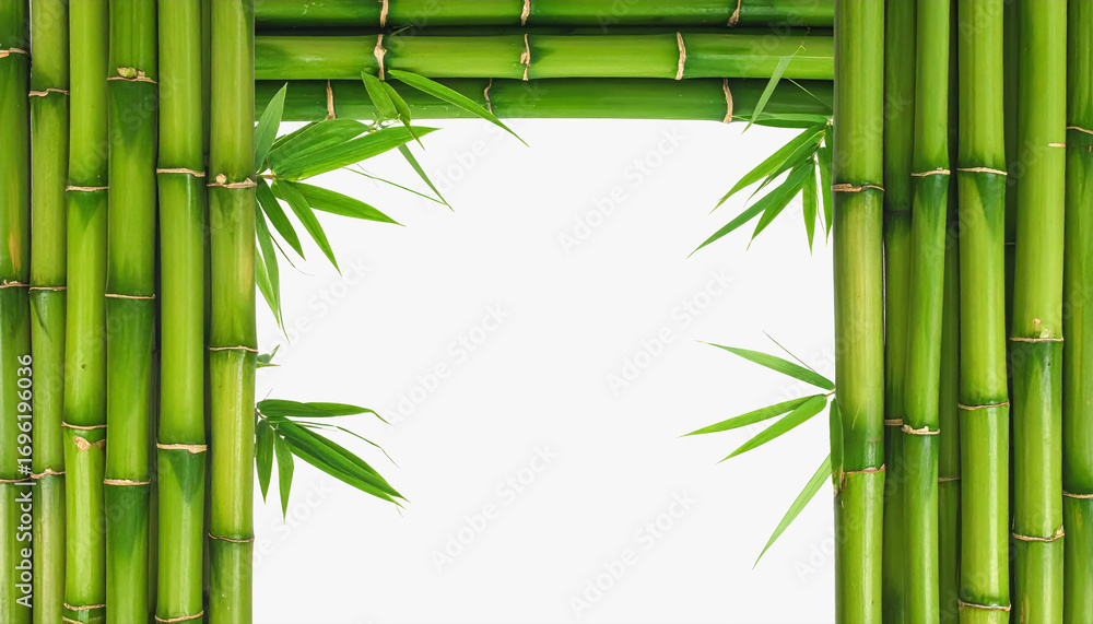 Poster a cluster of bamboos against a white background highlighting their unique structure with copy space 