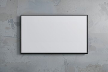Ultra HD flat panel display mockup. Large widescreen display mounted on a wall