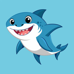 Naklejka premium Adorable Cartoon Shark. A Happy Sea Creature in the Ocean