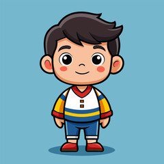 Adorable Cartoon Boy.  Happy Kid Vector Illustration