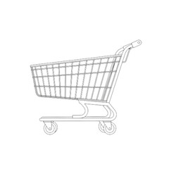Shopping cart outline isolated on transparent background