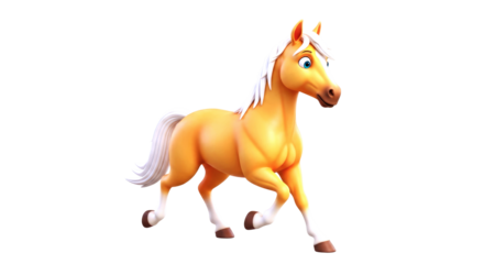 palomino horse in motion a joyful 3d model for animated adventures, isolated on transparent background
