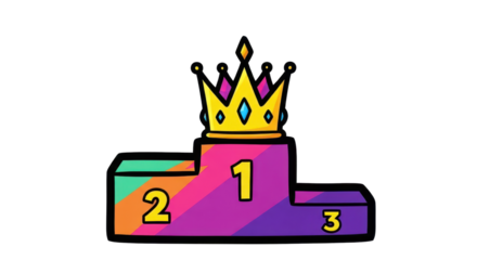 Winner podium with crown isolated PNG with Transparent Background