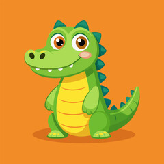 Fototapeta premium Adorable Baby Crocodile Cartoon Illustration
