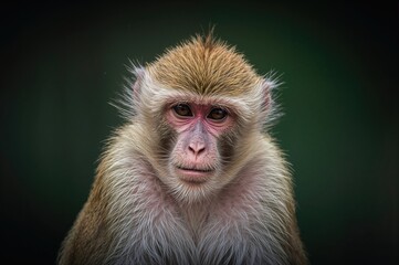 Fototapeta premium A solitary monkey perched on a rocky outcrop in a tropical region