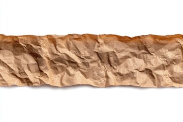 Crumpled brown paper strip against white (1)