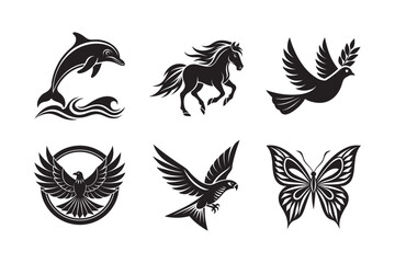 Soaring Animal Freedom Logo Bundle Vector Illustration