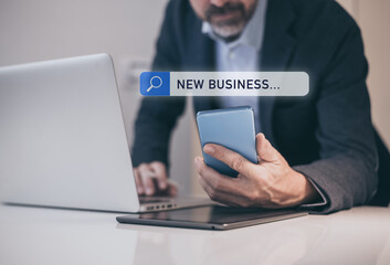 Man searching new business opportunity. Digital marketing strategy, development creative solutions