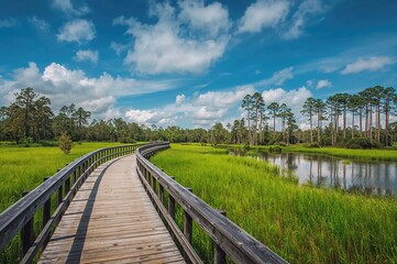 Explore the natural habitat through informative trails and walkways at this scenic wetland preserve, a top spot for nature enthusiasts.