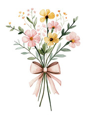 Obraz premium PNG Flowers bouquet watercolor illustration embroidery.